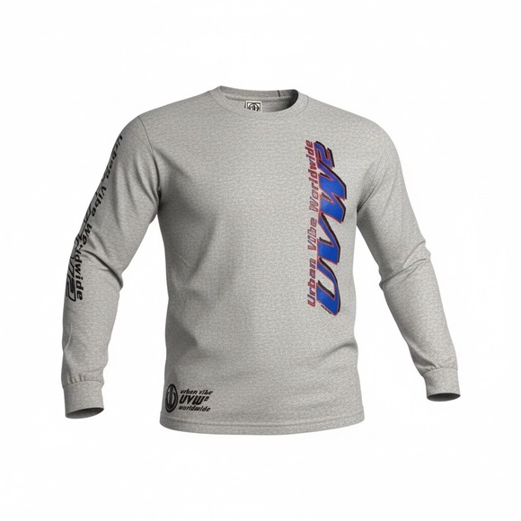 Urban Vibe Worldwide Other - Vintage‎ Urban Vibe Worldwide Mens Graphic Long Sleeve Shirt Grey XXL UVW2